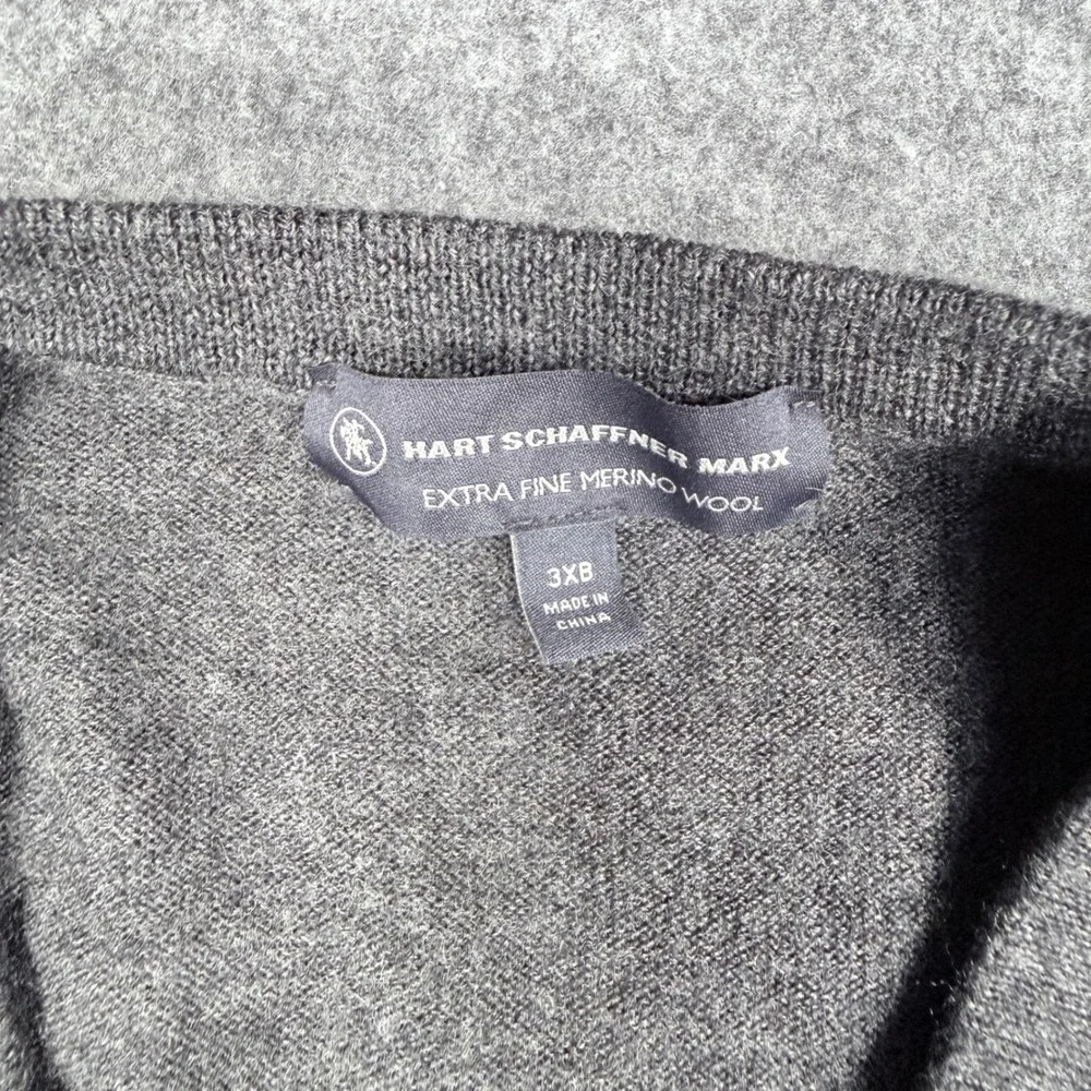 Lot of 2 Hart Schaffner Marx Extra Fine Merino Wool V-Neck Sweaters Mens 3XB